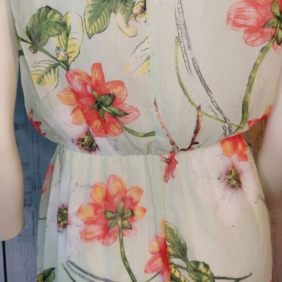 Sleeveless HighLow Suzy Shire Floral Light Green Summer Dress - Picture 4 of 15